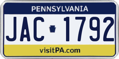 PA license plate JAC1792