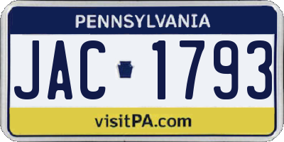 PA license plate JAC1793