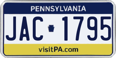 PA license plate JAC1795