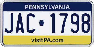 PA license plate JAC1798