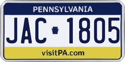 PA license plate JAC1805