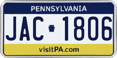 PA license plate JAC1806