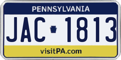 PA license plate JAC1813
