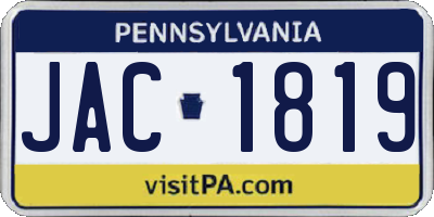 PA license plate JAC1819