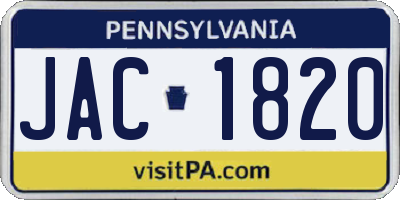 PA license plate JAC1820