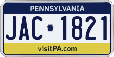 PA license plate JAC1821