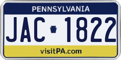 PA license plate JAC1822