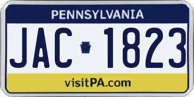 PA license plate JAC1823