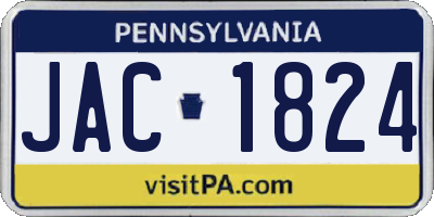 PA license plate JAC1824