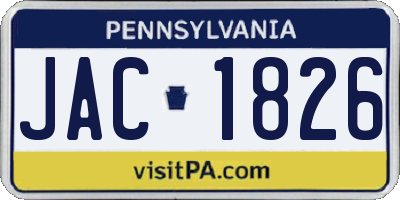 PA license plate JAC1826