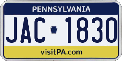 PA license plate JAC1830