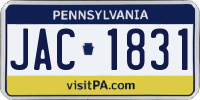 PA license plate JAC1831