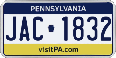 PA license plate JAC1832