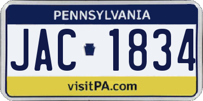 PA license plate JAC1834