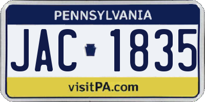 PA license plate JAC1835