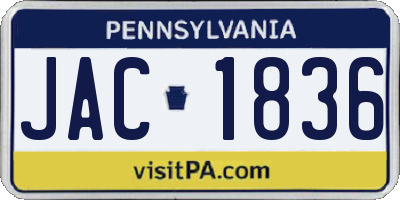 PA license plate JAC1836