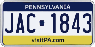 PA license plate JAC1843