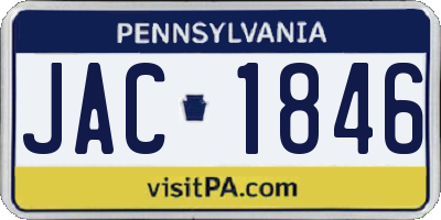 PA license plate JAC1846