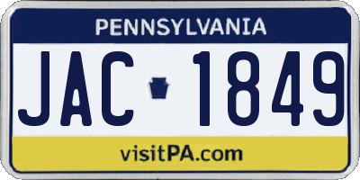 PA license plate JAC1849