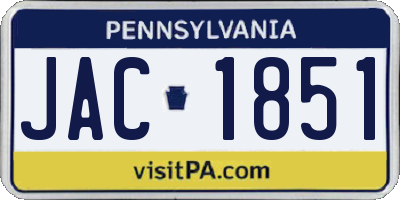PA license plate JAC1851