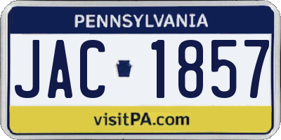 PA license plate JAC1857