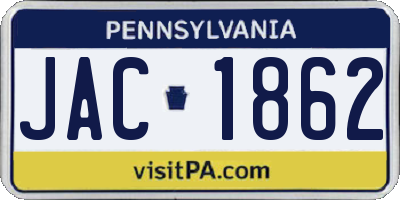 PA license plate JAC1862