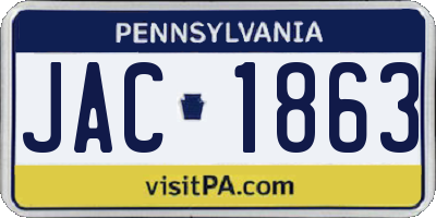 PA license plate JAC1863