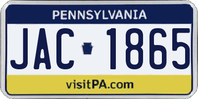 PA license plate JAC1865