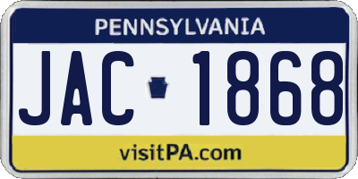 PA license plate JAC1868