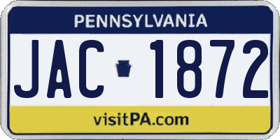 PA license plate JAC1872