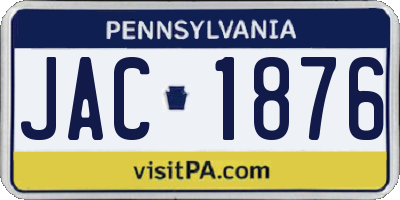 PA license plate JAC1876