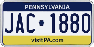 PA license plate JAC1880