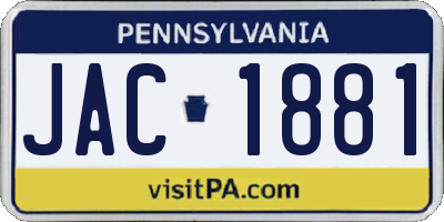 PA license plate JAC1881