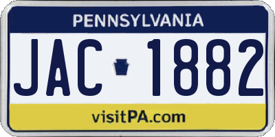 PA license plate JAC1882