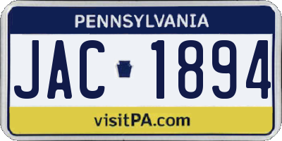 PA license plate JAC1894