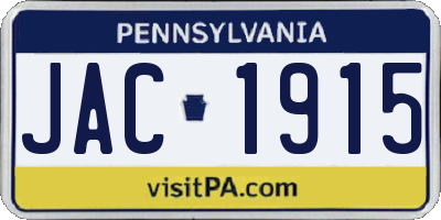 PA license plate JAC1915