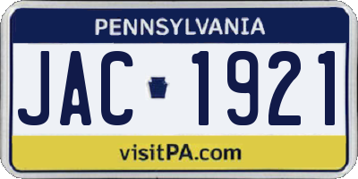 PA license plate JAC1921