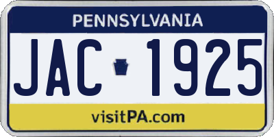 PA license plate JAC1925