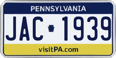 PA license plate JAC1939