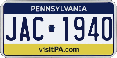 PA license plate JAC1940
