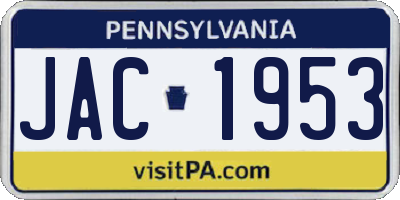 PA license plate JAC1953