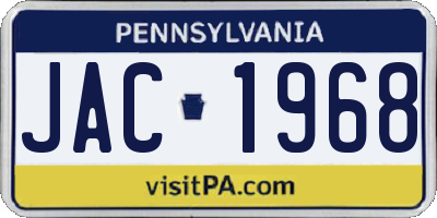 PA license plate JAC1968