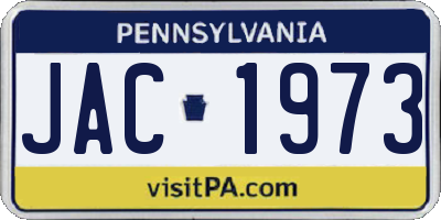 PA license plate JAC1973