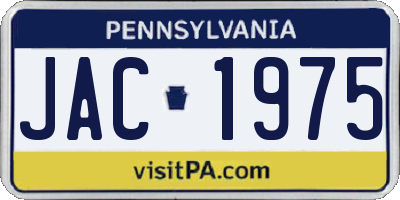 PA license plate JAC1975