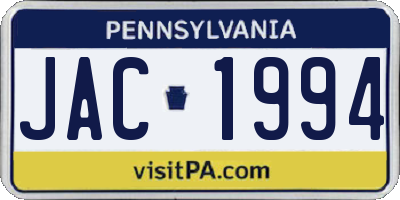 PA license plate JAC1994