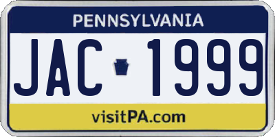 PA license plate JAC1999