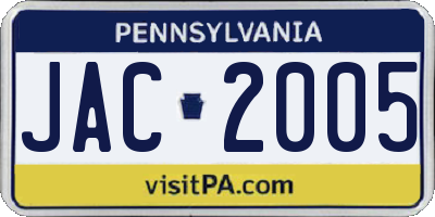 PA license plate JAC2005