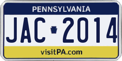 PA license plate JAC2014