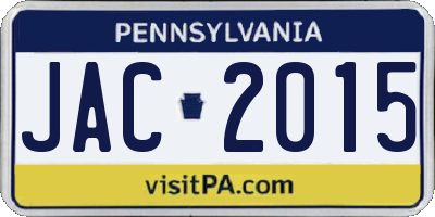 PA license plate JAC2015