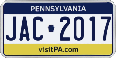 PA license plate JAC2017